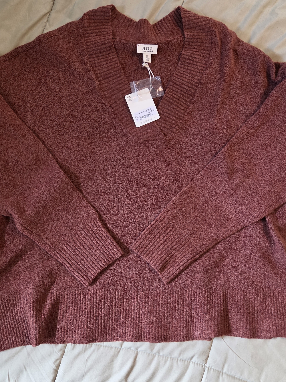 a.n.a V-Neck Sweater in Dusty Rose